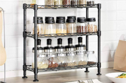BowLift | Heavy Duty 3-Shelf Steel Storage Rack with Locking Wheels, Adjustable Height, 750 lb Capacity