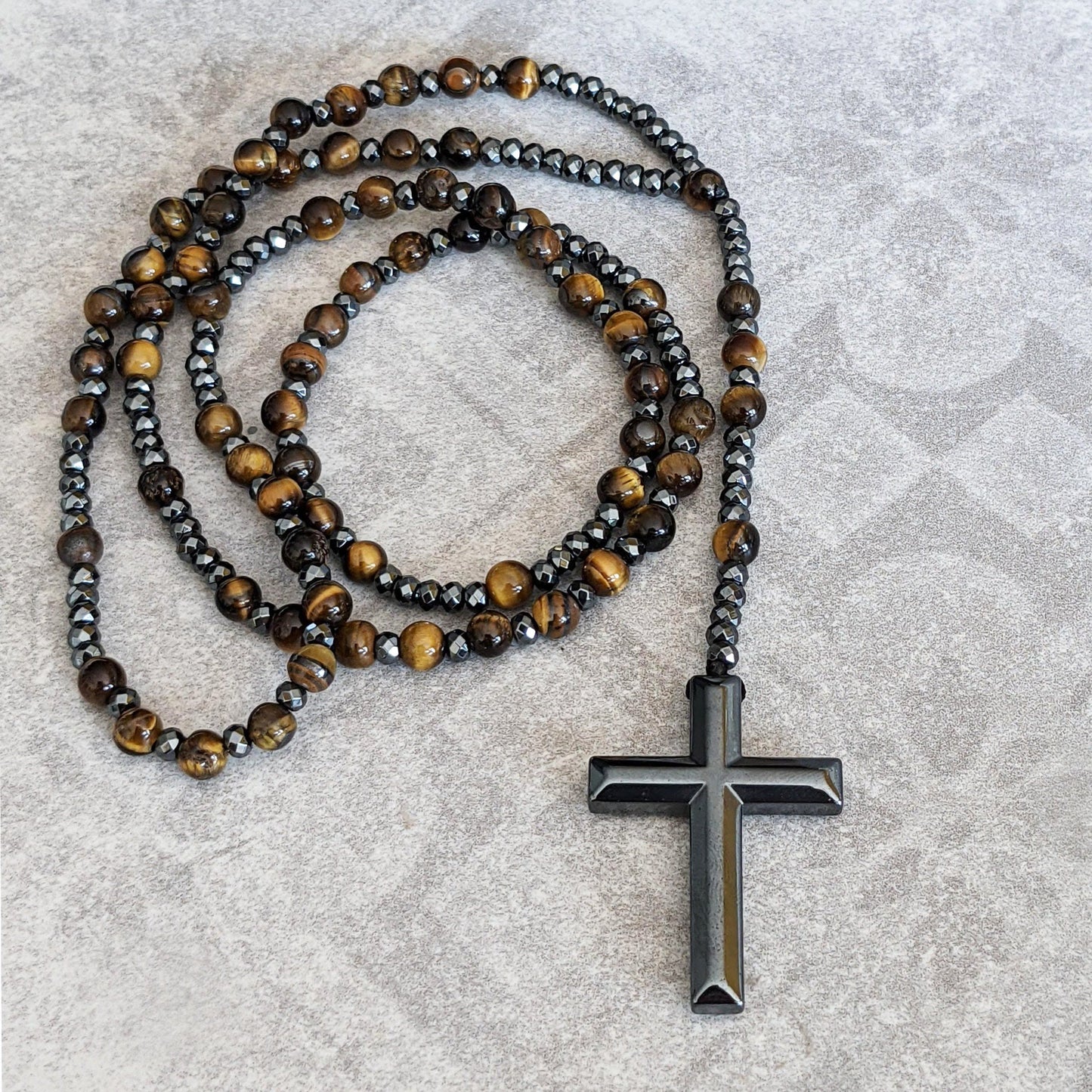 Skanto | Orion Spiritual Necklace with Tiger's Eye & Lapis Lazuli – Men's Rosary