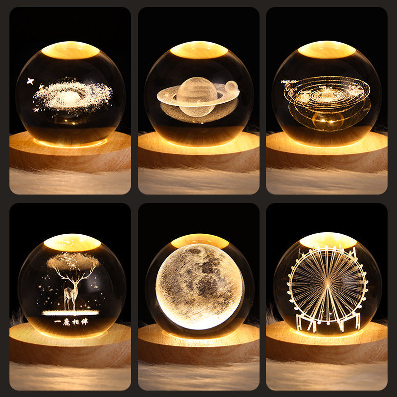 Skanto | LED Galaxy Night Light Crystal Ball Table Lamp 3D Planet Moon Lamp Bedroom Home Decor for Kids Party Birthday Gifts