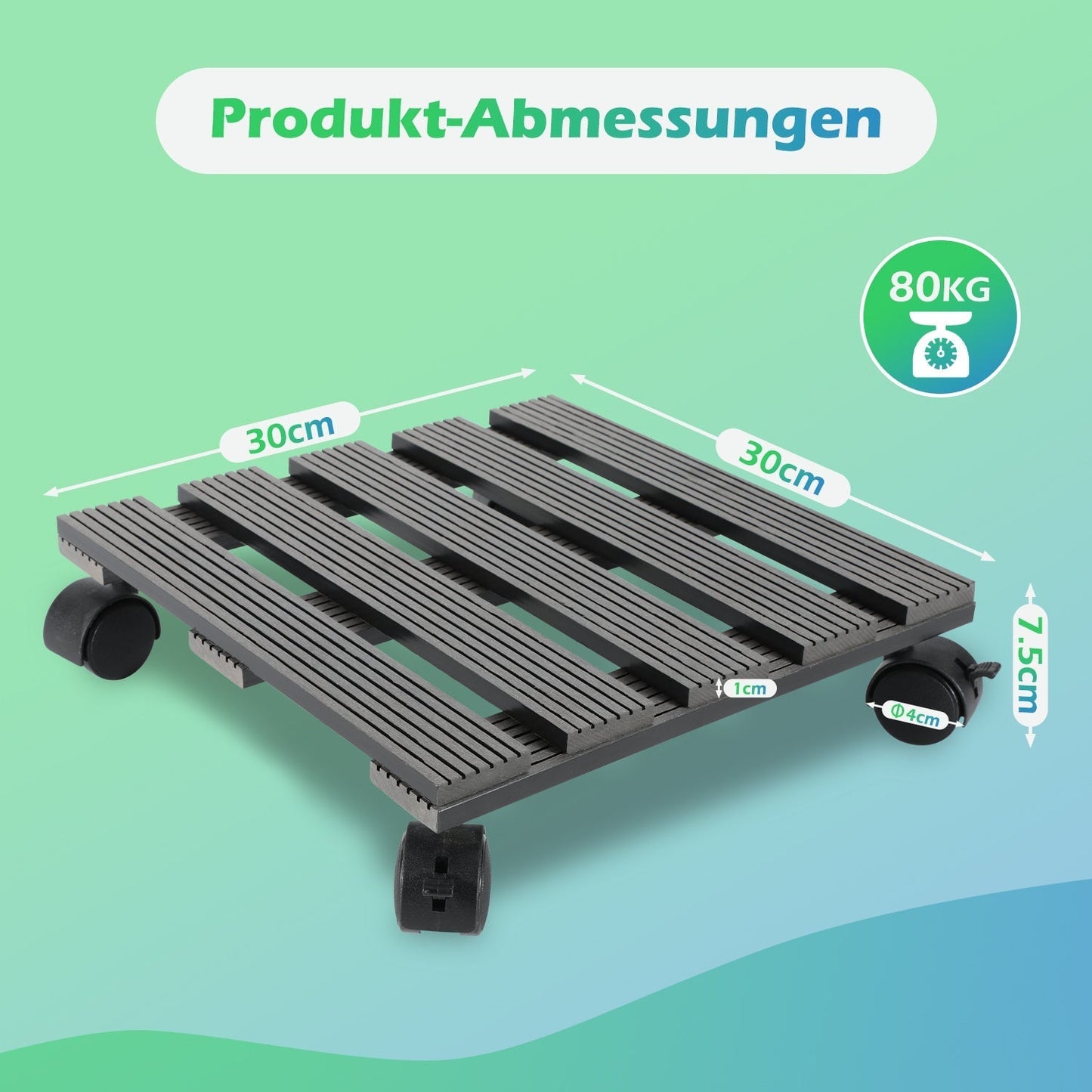 WPC Plant Roller Square with Wheels Load Capacity 80 kg | Bowlift