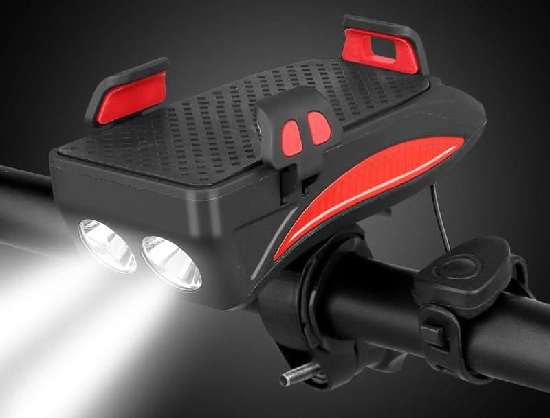 Skanto | 4-in-1 Bike Phone Mount with Power Bank, Light & Horn