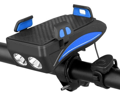 Skanto | 4-in-1 Bike Phone Mount with Power Bank, Light & Horn
