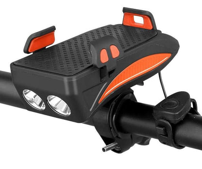 Skanto | 4-in-1 Bike Phone Mount with Power Bank, Light & Horn