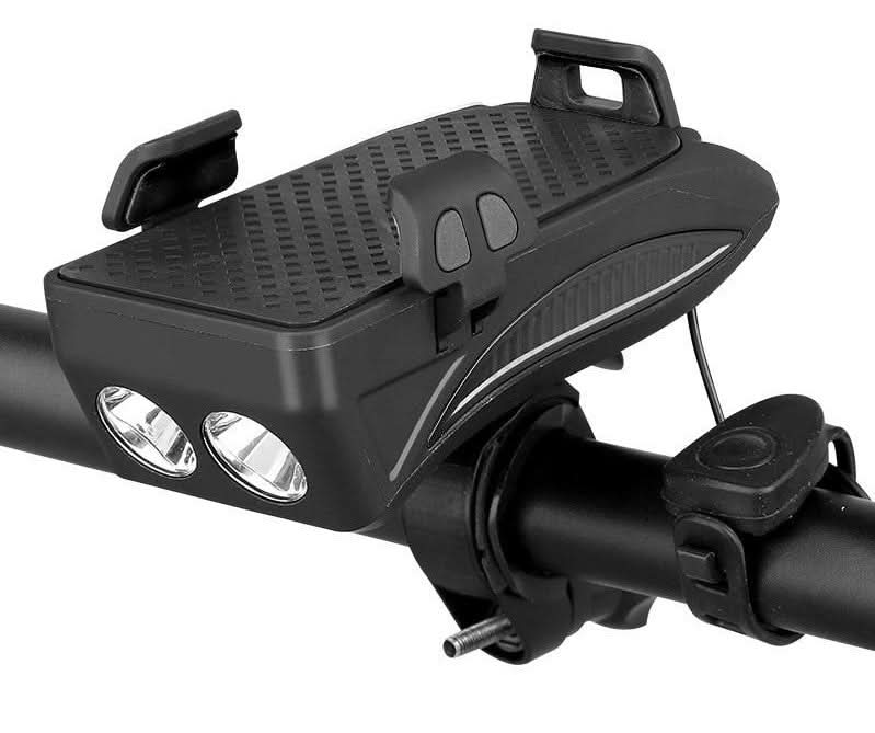 Skanto | 4-in-1 Bike Phone Mount with Power Bank, Light & Horn