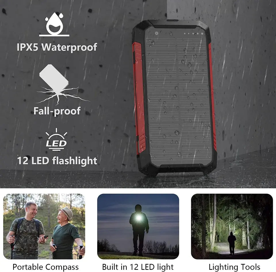 Skanto | 30000mAh Solar Charger Wireless Waterproof Power Bank External