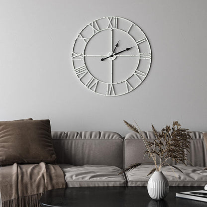 Rustic White Metal Clock