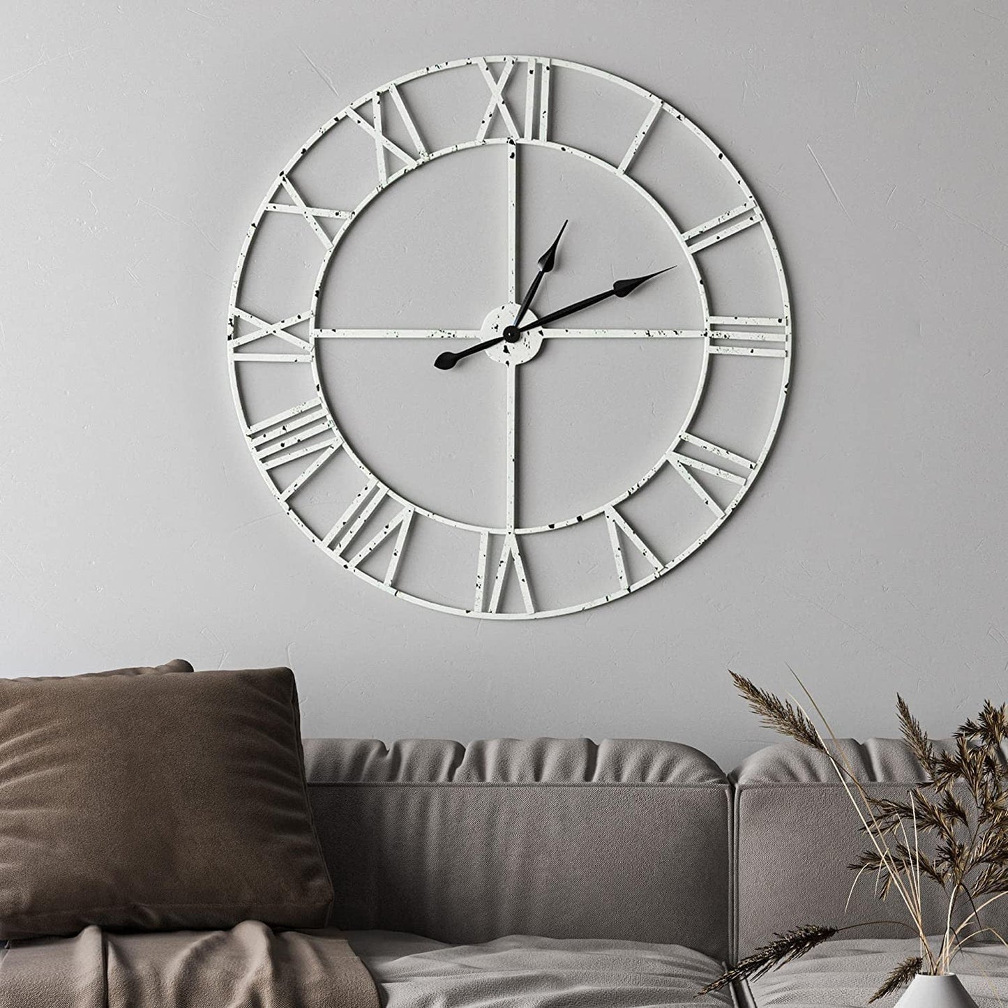Rustic White Metal Clock