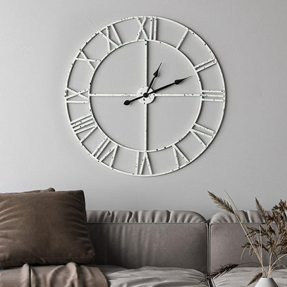Rustic White Metal Clock
