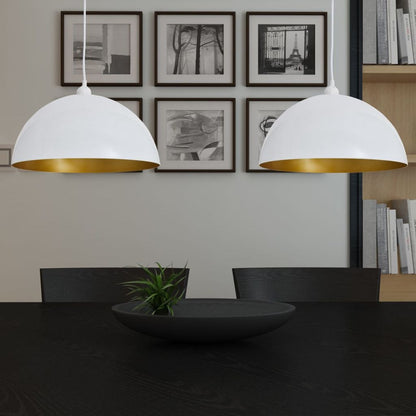 Set of 2 white half-sphere ceiling lamps