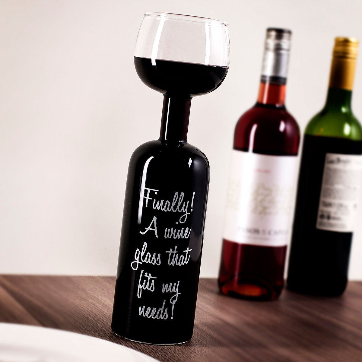 Full wine bottle glass