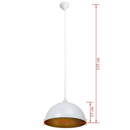 Set of 2 white half-sphere ceiling lamps