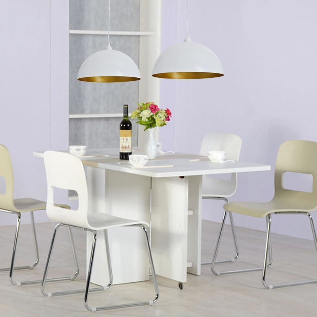 Set of 2 white half-sphere ceiling lamps