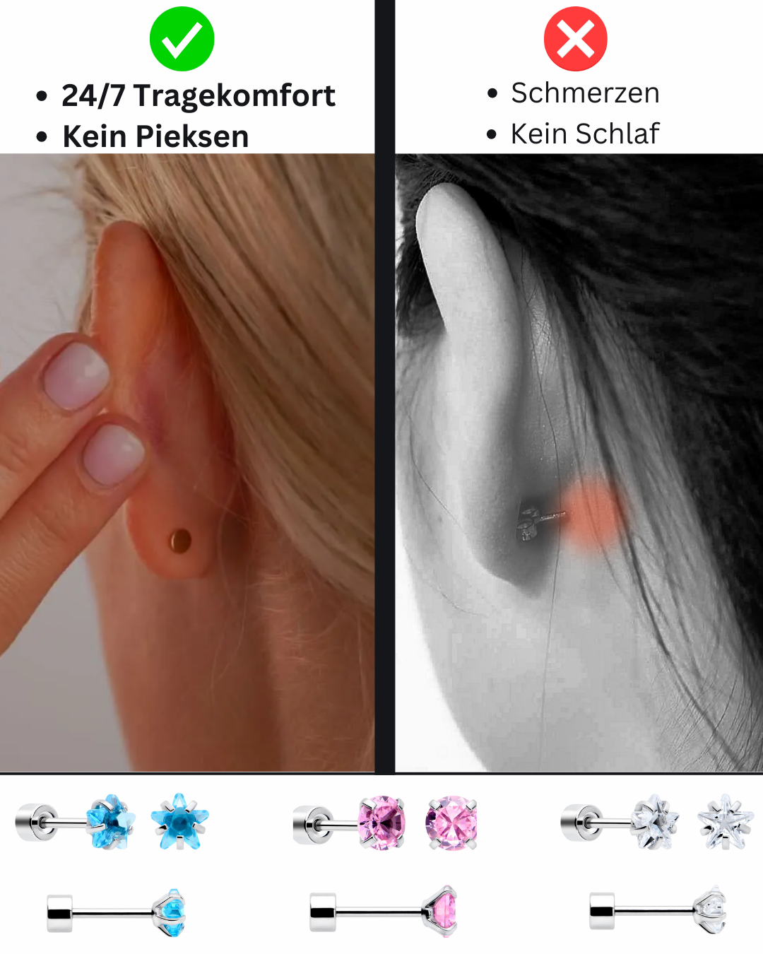 Ear studs with flat back | Bowlift
