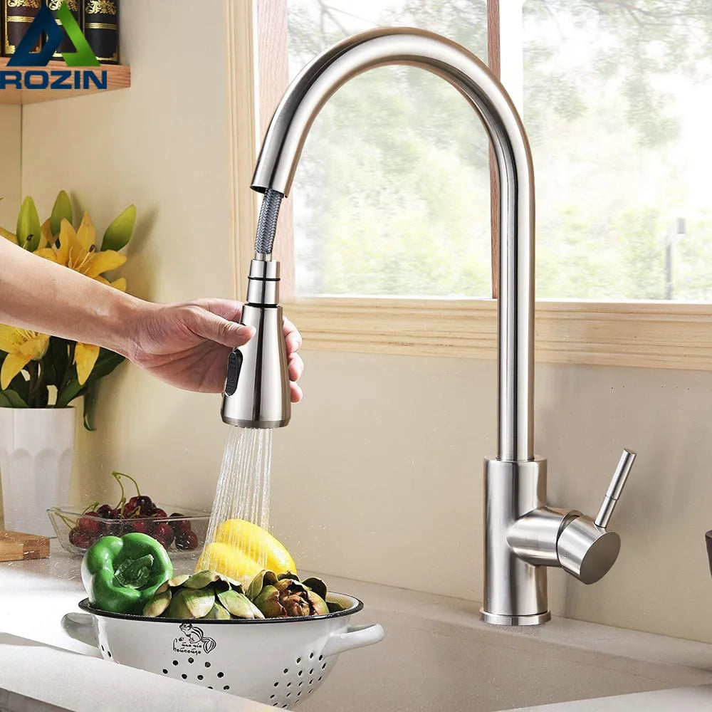 Skanto | Modern Kitchen Faucet with Swivel Spout and Nickel Finish