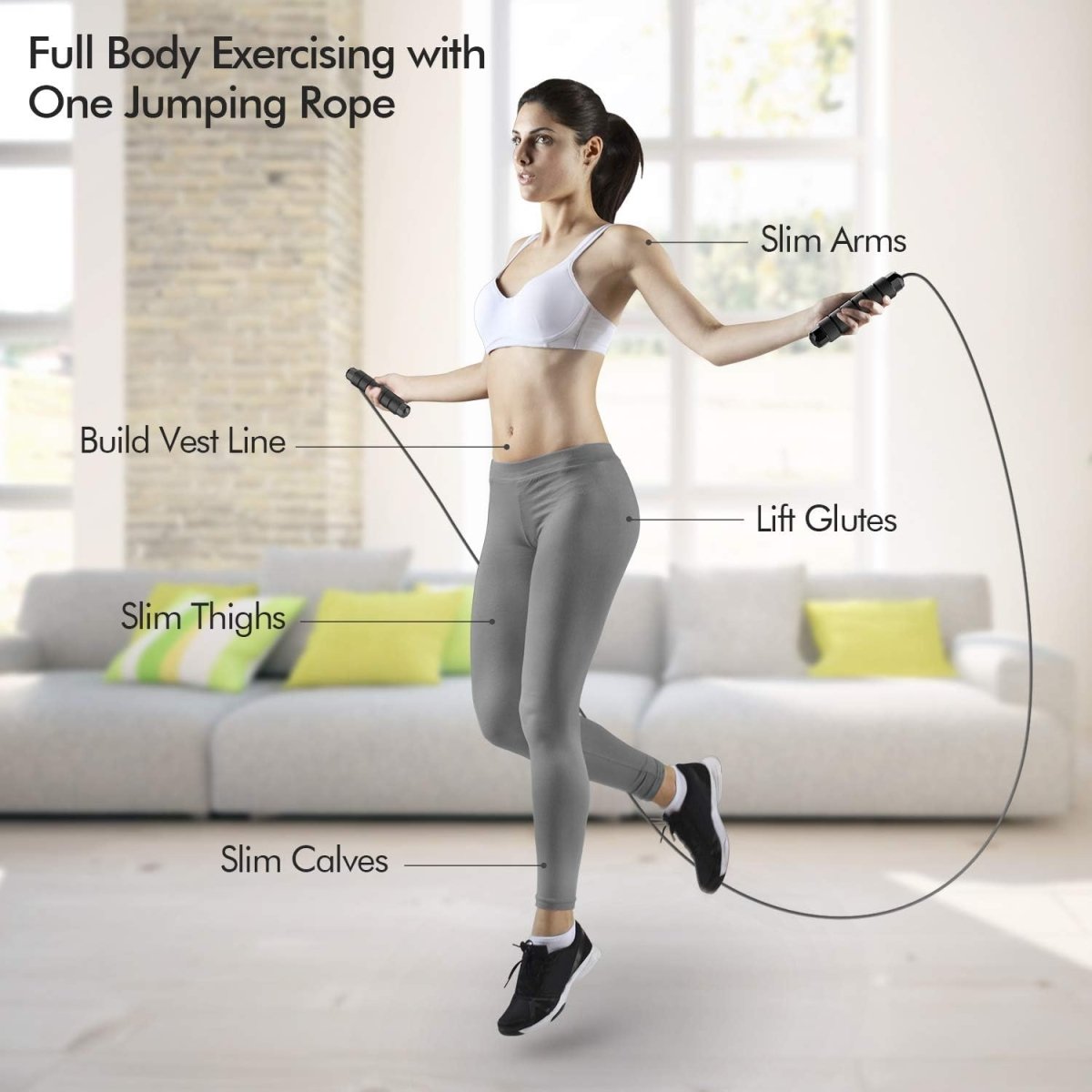BowLift | Flexijump Adjustable Jump Rope – Tangle-Free Speed Skipping Rope – Cardio, Weight Loss & Coordination Training – Comfortable Foam Handles