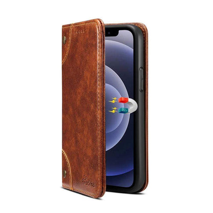 Skanto | Genuine Leather Wallet Case for iPhone 12