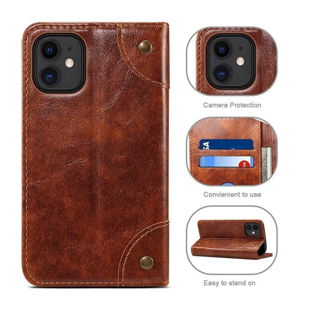 Skanto | Genuine Leather Wallet Case for iPhone 12