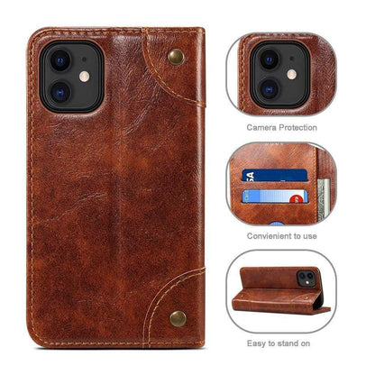 Skanto | Genuine Leather Wallet Case for iPhone 12