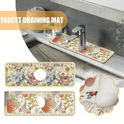 BowLift | Floral Sink Faucet Absorbent Mat