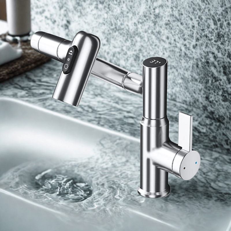 Skanto | FLOWAXIS – 360° Swivel Kitchen Faucet with Adjustable Height & Temperature Display
