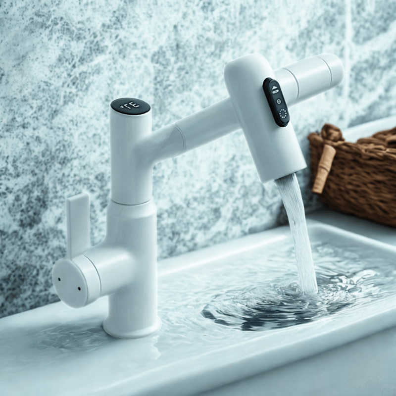 Skanto | FLOWAXIS – 360° Swivel Kitchen Faucet with Adjustable Height & Temperature Display
