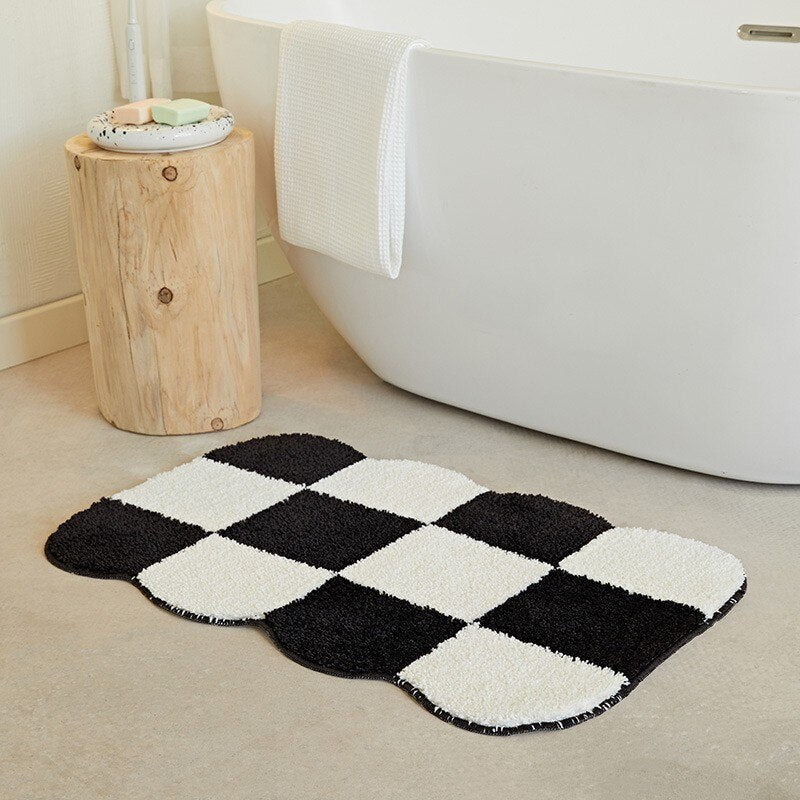 Fluffy chessboard rug