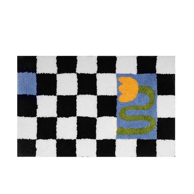 Fluffy chessboard rug