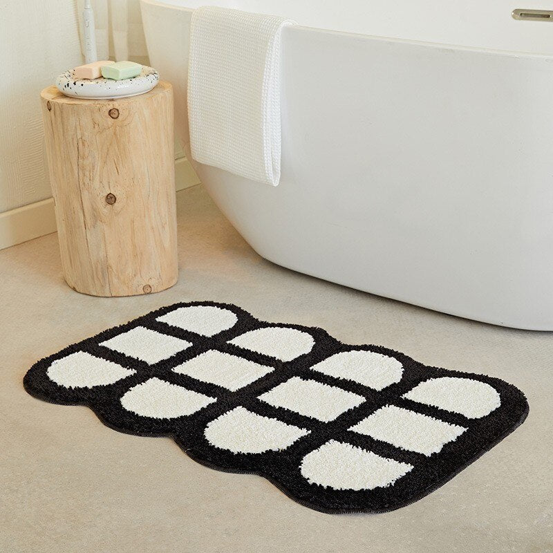 Fluffy chessboard rug