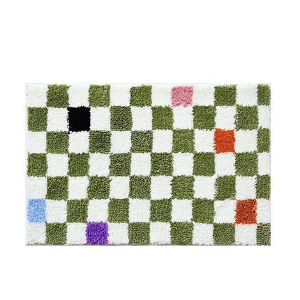 Fluffy chessboard rug
