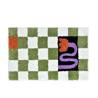 Fluffy chessboard rug