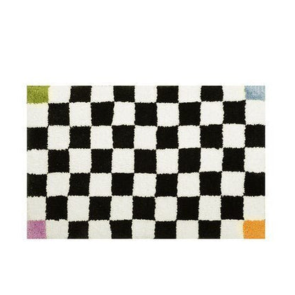 Fluffy chessboard rug