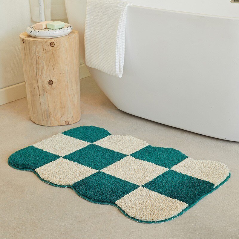 Fluffy chessboard rug