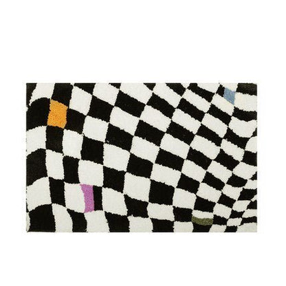 Fluffy chessboard rug