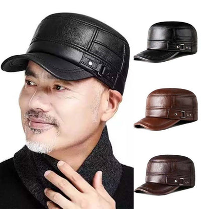 Skanto | New Men's Winter Hat with Lambskin Ear Protection Flat Brim