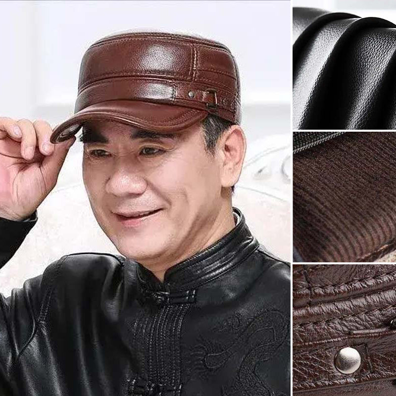 Skanto | New Men's Winter Hat with Lambskin Ear Protection Flat Brim