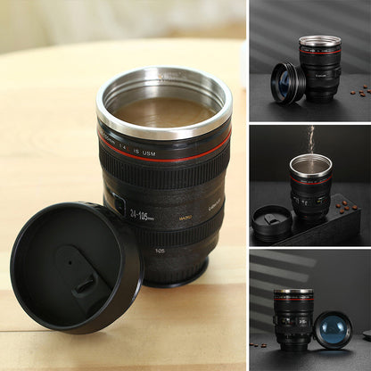 Camera Lens Inspired Insulated Mug Coffee Cup | Skanto