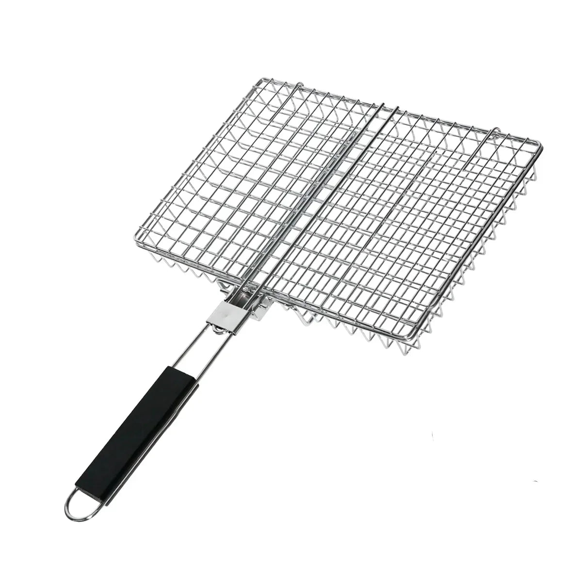 Folding Grill Basket with Wooden Handle Outdoor Camping BBQ Rack | Bowlift