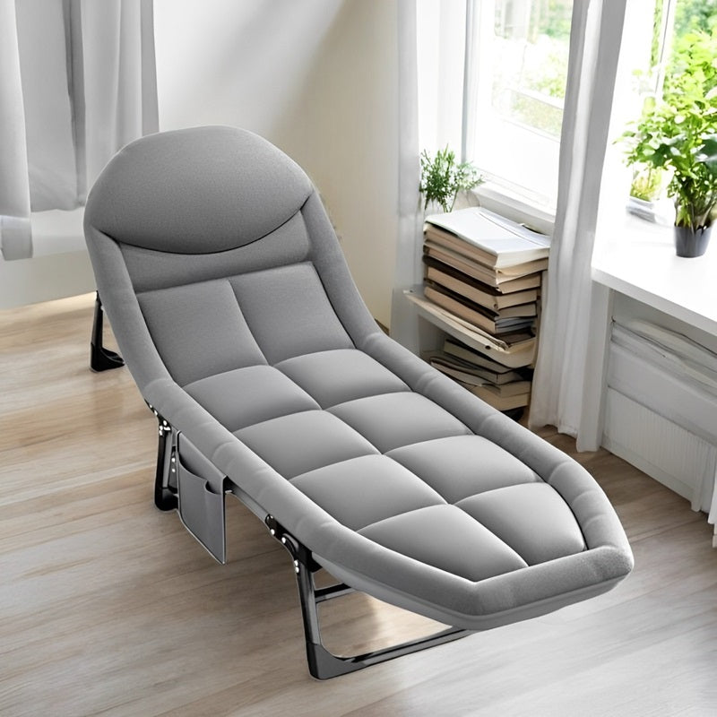 Folding Bed with Integrated Pillow and Side Pocket