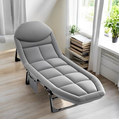 Folding Bed with Integrated Pillow and Side Pocket