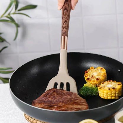 Skanto | Food-Safe Silicone Kitchen Utensils with Wooden Handles – KitchenElegance