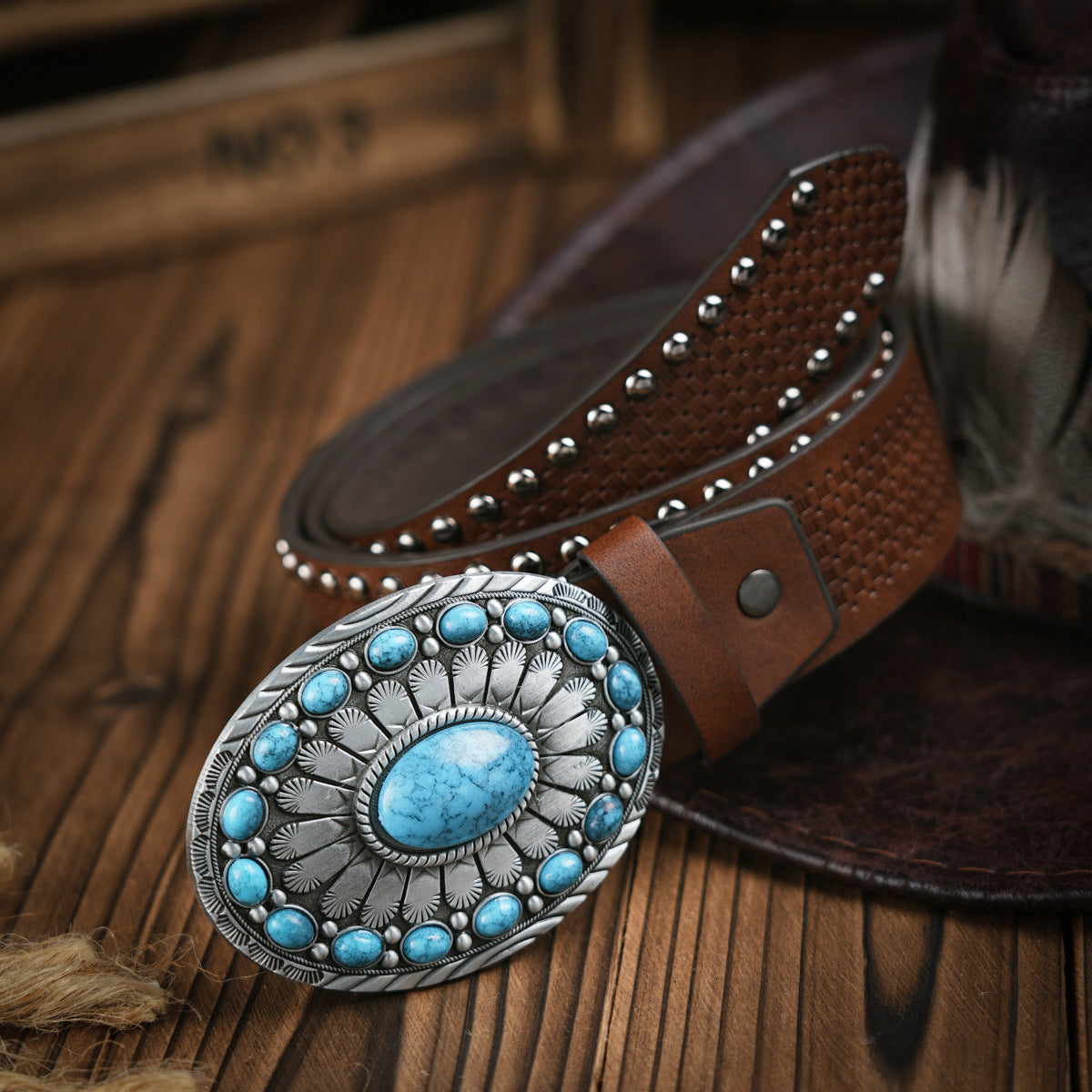 Karnz | Men's Western-style belt – Vegan leather with sturdy metal buckle