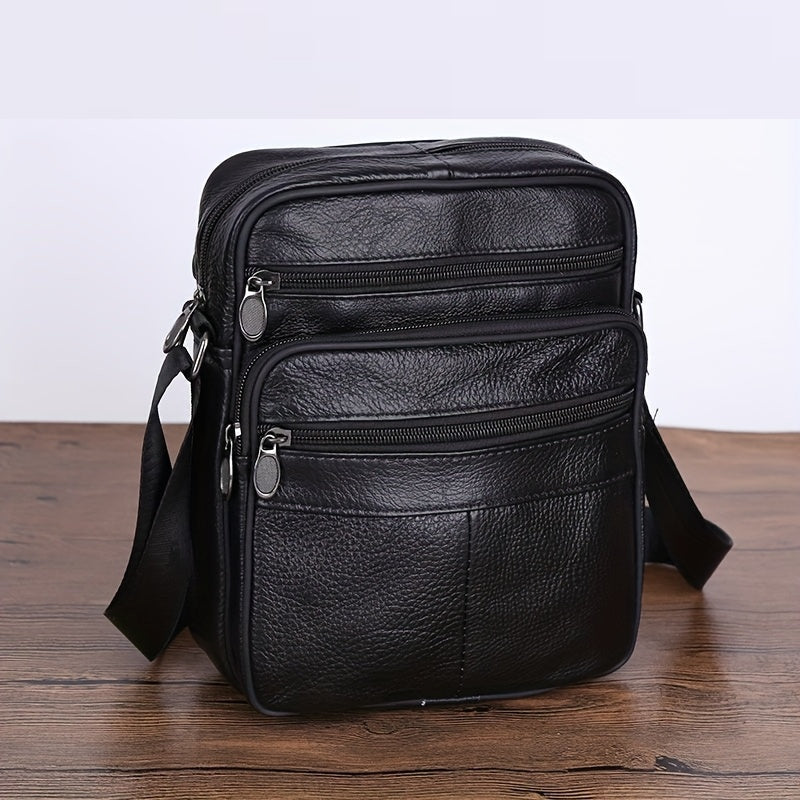Skanto | Men’s Genuine Leather Shoulder Bag – Cowhide Crossbody with Adjustable Strap