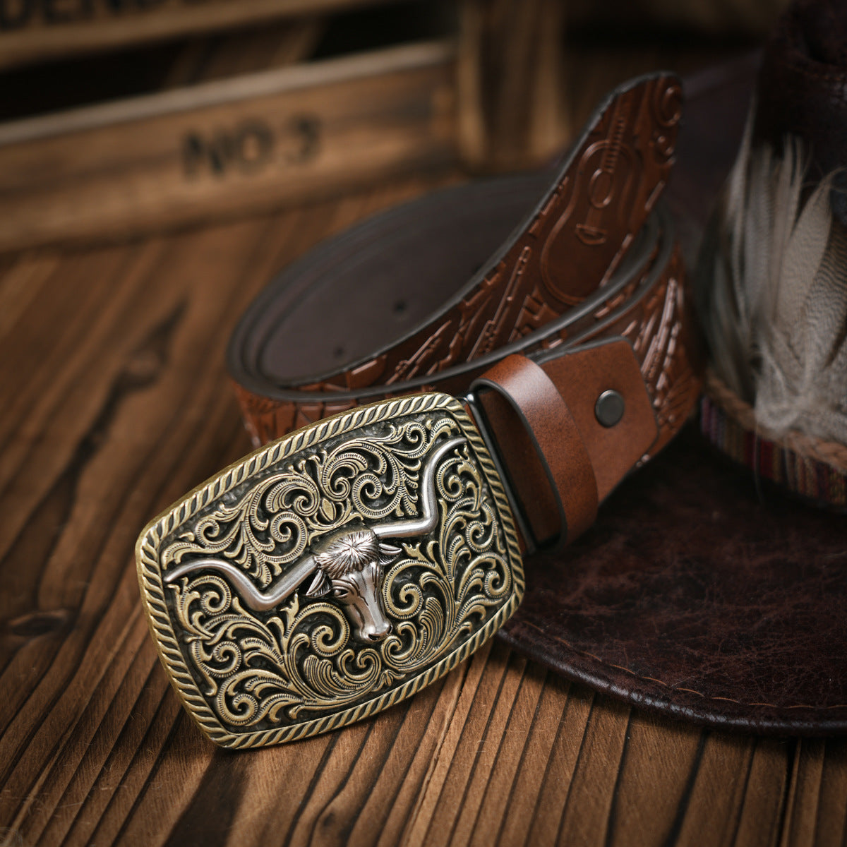 Skanto | Men's Western Belt – Vegan Leather Belt with Solid Metal Buckle