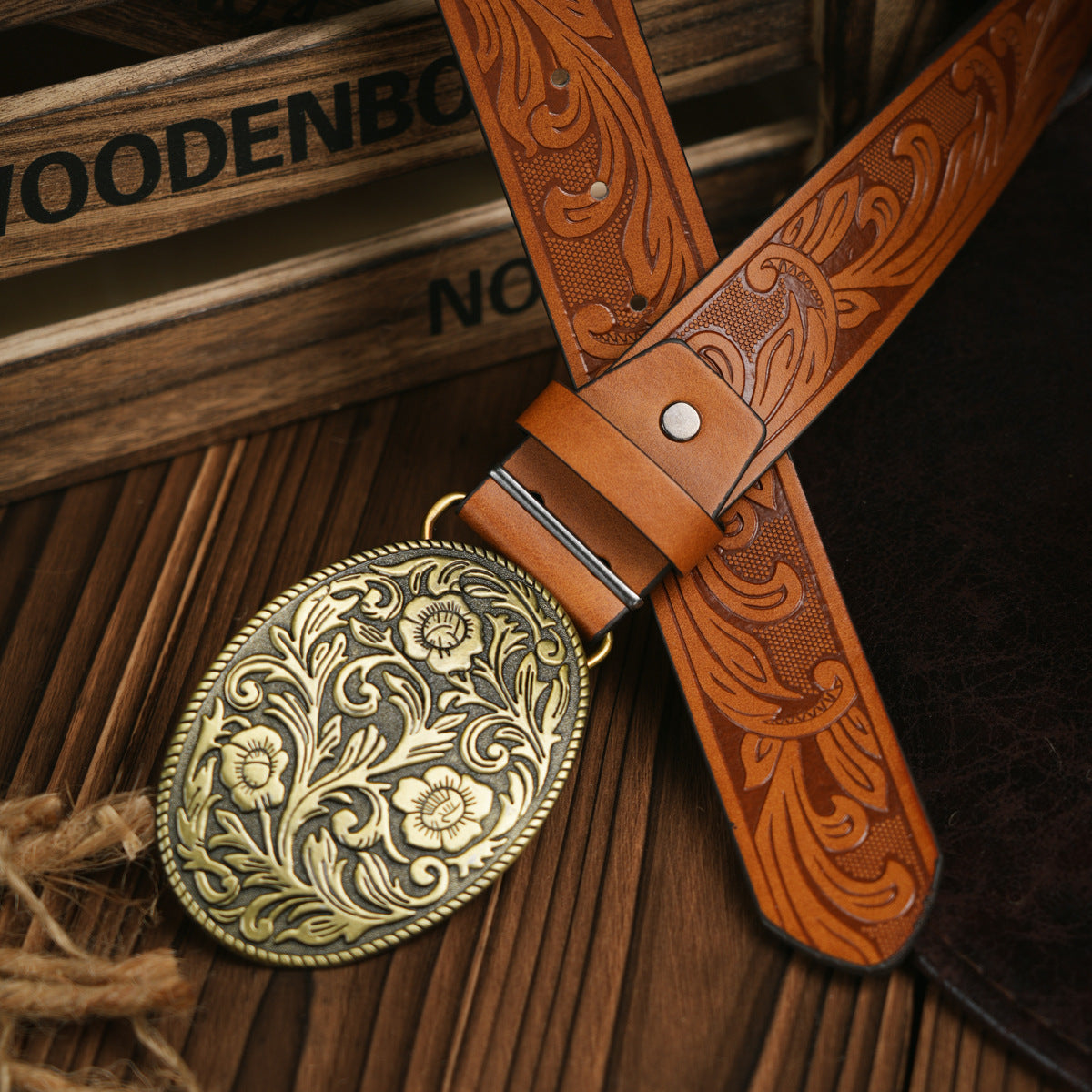 Skanto | Men's Western Belt – Vegan Leather Belt with Solid Metal Buckle