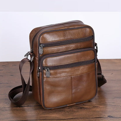 Skanto | Men’s Genuine Leather Shoulder Bag – Cowhide Crossbody with Adjustable Strap