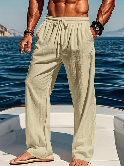 Skanto | Men's LinenBreeze Trousers – Breathable, Adjustable, Casual Comfort