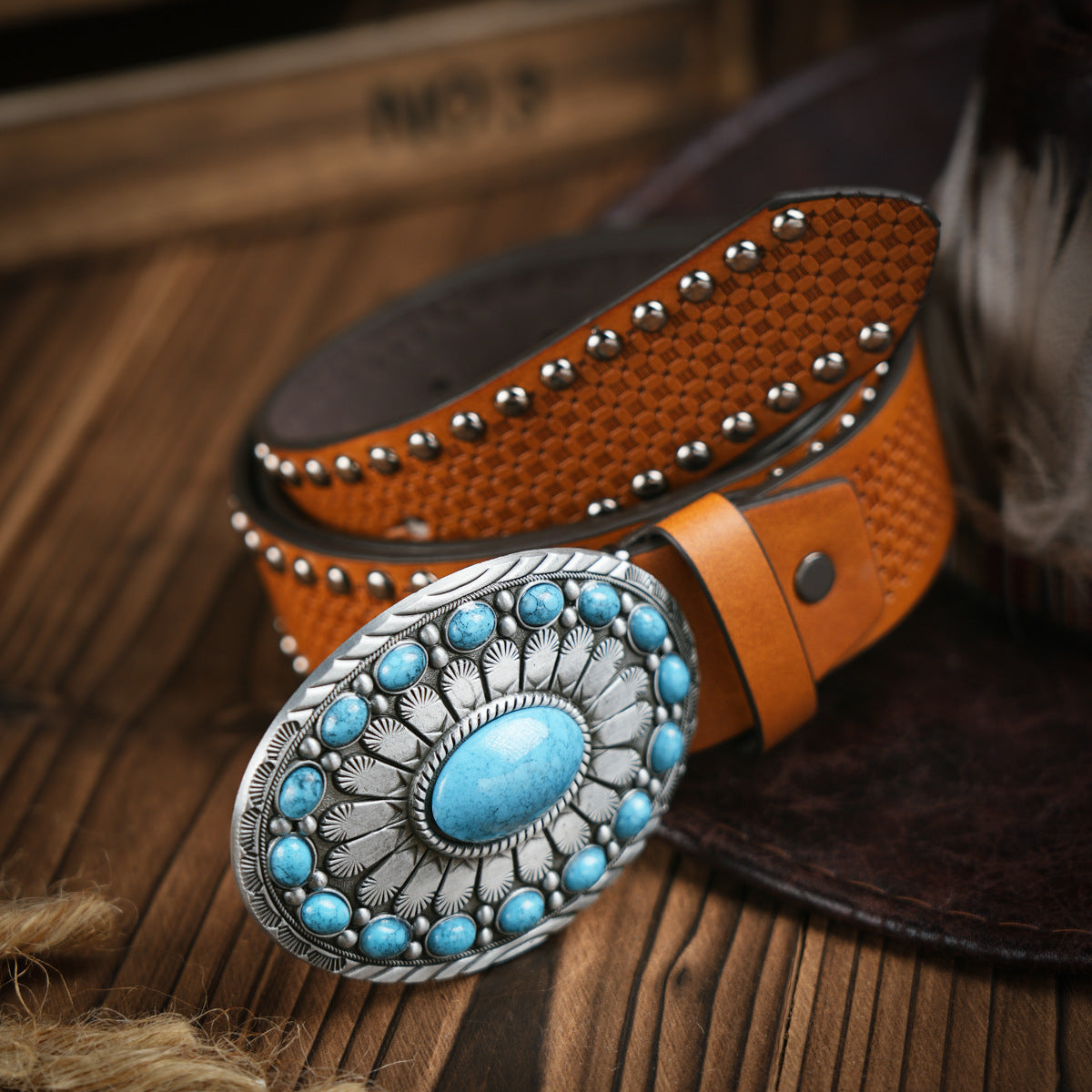 BowLift | Men's Belt Western Style – Vegan Leather Belt with Sturdy Metal Buckle