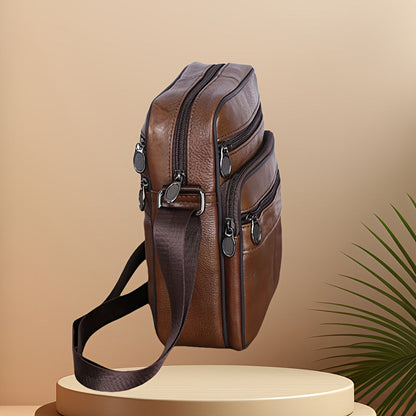 Skanto | Men's Leather Shoulder Bag – Spacious Cowhide Bag with Adjustable Strap