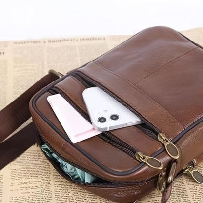 Skanto | Men’s Genuine Leather Shoulder Bag – Cowhide Crossbody with Adjustable Strap