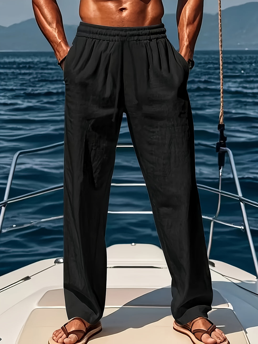 Skanto | Men's LinenBreeze Trousers – Breathable, Adjustable, Casual Comfort